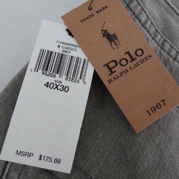 Polo Ralph Lauren Jeans Men's 40x30 Sullivan Slim Distressed Repaired Gray Denim - Picture 7 of 9